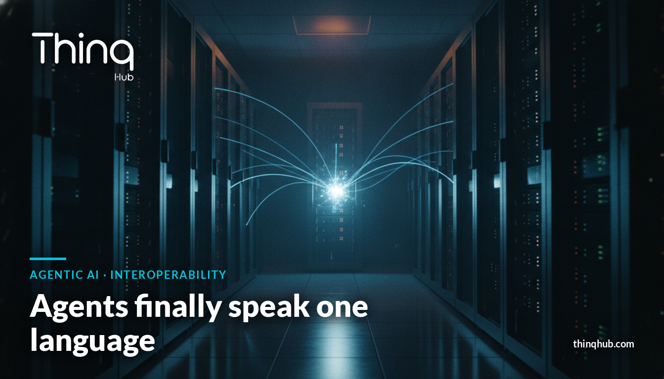 Cinematic dark data center corridor at night with converging blue light trails linking into a single glowing node, no visible people or text