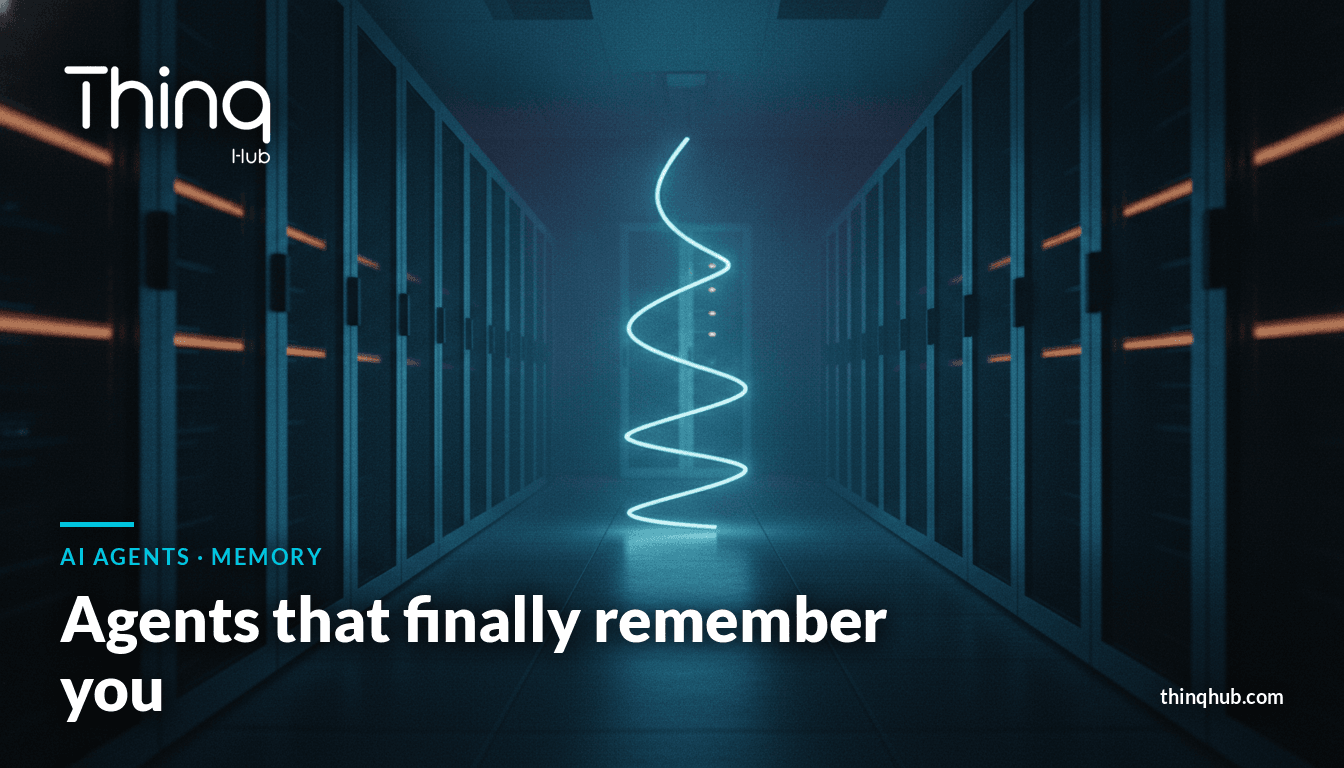 Kinematisch dunkler Serverraumgang bei Nacht, in dem ein einzelner blauer Lichtfaden in sich zurückläuft und einen leuchtenden Archivknoten speist, keine sichtbaren Personen, kein Text